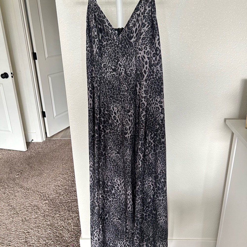 SHEIN Gray Leopard Print Dress